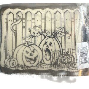 Stampendous Halloween Pumpkins Black Cat Cling Rubber Stamp CRR151